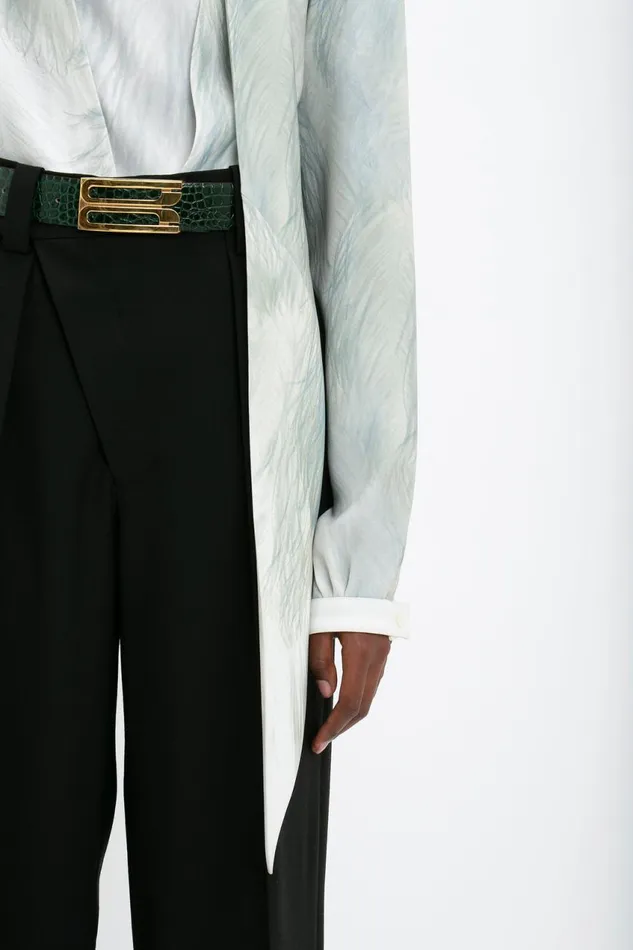 Belts Women Victoria Beckham Jumbo Frame Belt In Dark Forest CrocEffect Leather