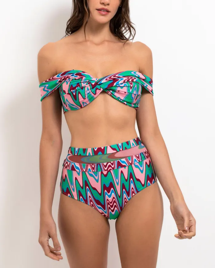 Bikinis Women PatBO Wave OfftheShoulder Bikini Top FINAL SALE