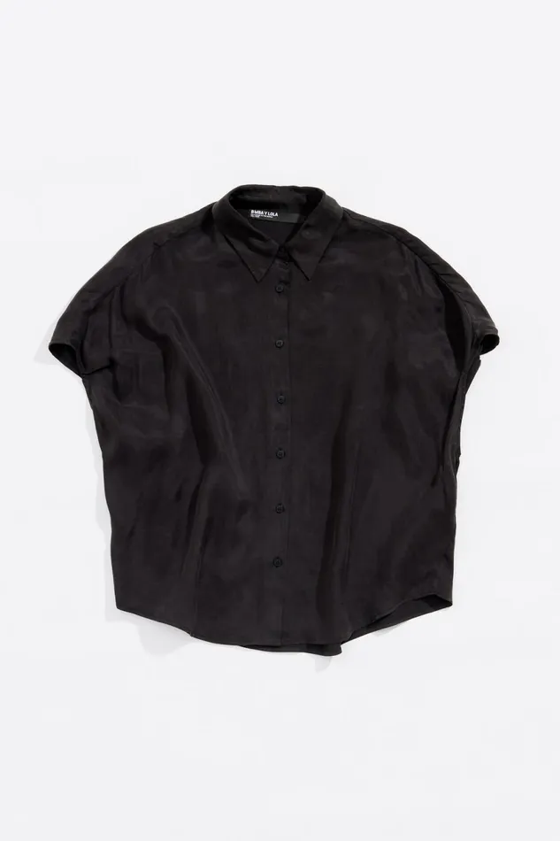 Black Cape Shirt Washed Black Women Bimba Y Lola Shirts Black Cape Shirt Washed Black Women Bimba Y Lola Shirts