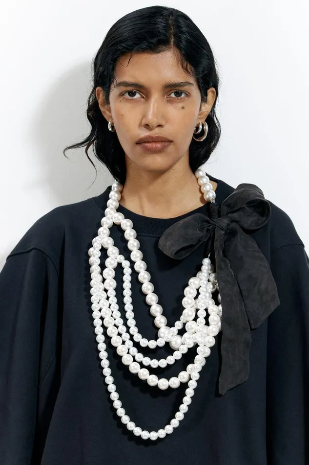 Black Ribbon And Multipearls Necklace Pearl Women Bimba Y Lola Jewelry
