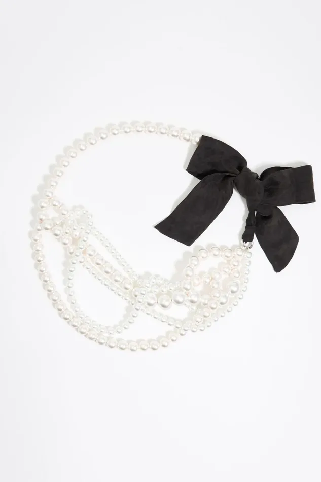 Black Ribbon And Multipearls Necklace Pearl Women Bimba Y Lola Jewelry Black Ribbon And Multipearls Necklace Pearl Women Bimba Y Lola Jewelry