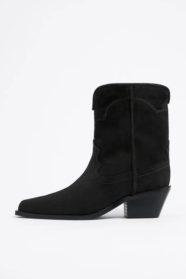 Black Split Leather Cowboy Ankle Boot Black Women Bimba Y Lola Ankle Boots And Boots