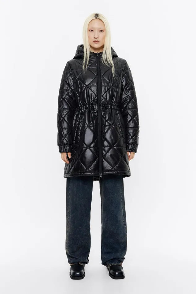Black Straight Cut Padded Coat Black Women Bimba Y Lola Puffer Jackets