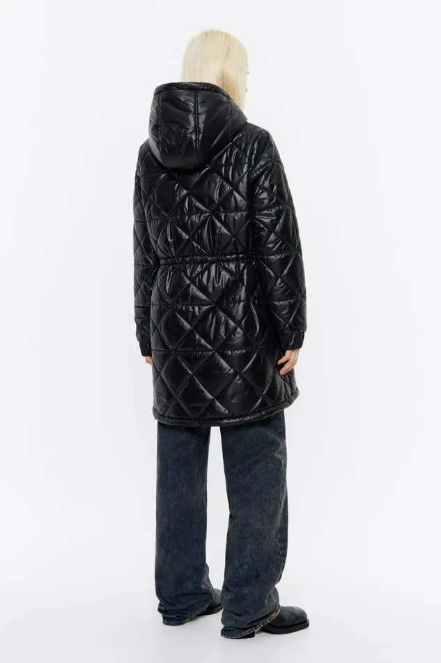 Black Straight Cut Padded Coat Black Women Bimba Y Lola Puffer Jackets Black Straight Cut Padded Coat Black Women Bimba Y Lola Puffer Jackets