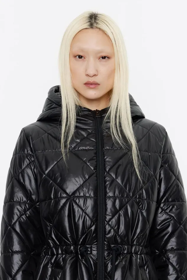 Black Straight Cut Padded Coat Black Women Bimba Y Lola Puffer Jackets Black Straight Cut Padded Coat Black Women Bimba Y Lola Puffer Jackets