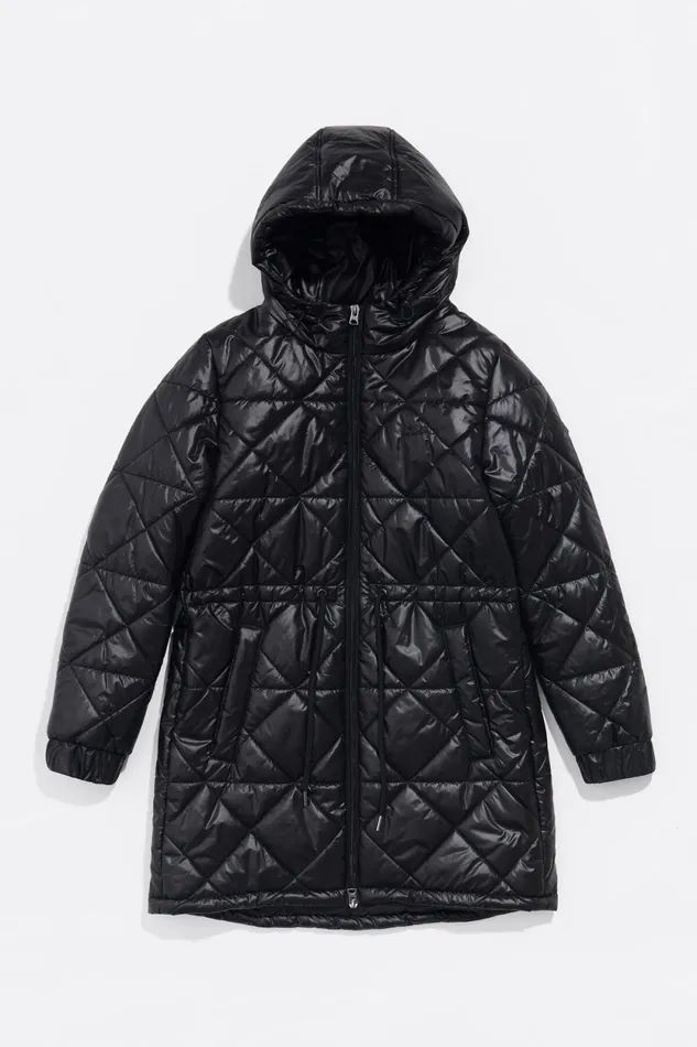 Black Straight Cut Padded Coat Black Women Bimba Y Lola Puffer Jackets Black Straight Cut Padded Coat Black Women Bimba Y Lola Puffer Jackets