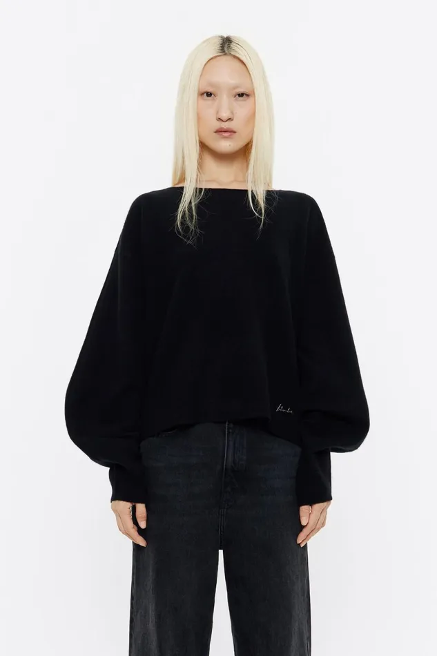 Black Wool Boat Neck Sweater Black Women Bimba Y Lola Knitwear