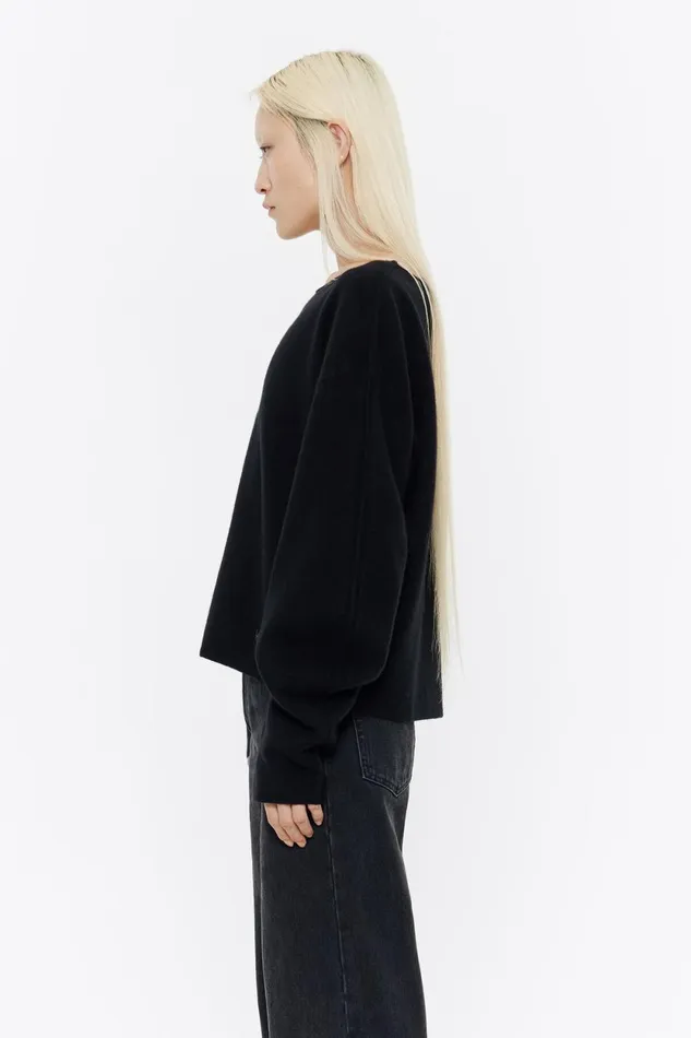 Black Wool Boat Neck Sweater Black Women Bimba Y Lola Knitwear Black Wool Boat Neck Sweater Black Women Bimba Y Lola Knitwear