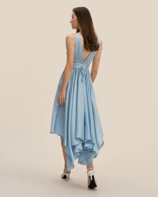 Blue Silk VNeck Dress Sexy Sleeveless Adonis Clothing Women Jumpsuits Lilysilk Dresses