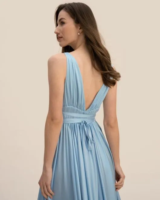 Blue Silk VNeck Dress Sexy Sleeveless Adonis Clothing Women Jumpsuits Lilysilk Dresses