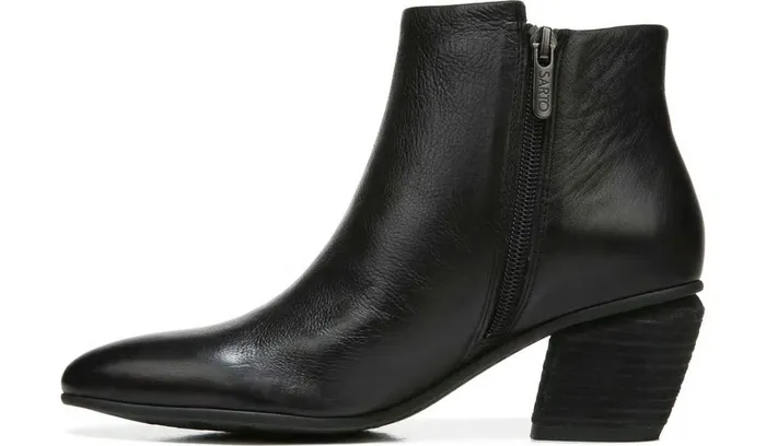 Booties Women Franco Sarto Sarto Kinga Block Heel Bootie Black Leather