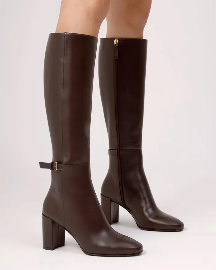 Boots Women Alexandre Birman Candance Tall Boot 8211 Luxury Leather Boots 8211 Brown KneeHigh Boots Alexandre Birman Dark Brown