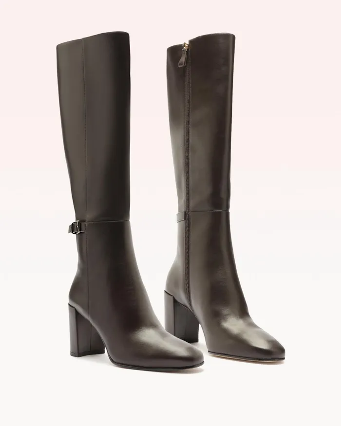 Boots Women Alexandre Birman Candance Tall Boot 8211 Luxury Leather Boots 8211 Brown KneeHigh Boots Alexandre Birman Dark Brown