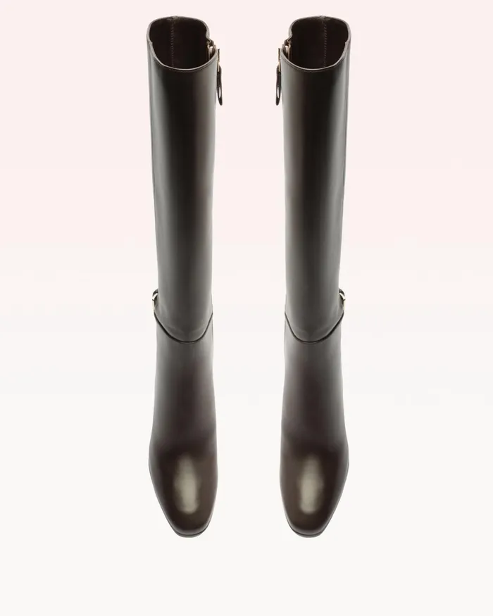 Boots Women Alexandre Birman Candance Tall Boot 8211 Luxury Leather Boots 8211 Brown KneeHigh Boots Alexandre Birman Dark Brown