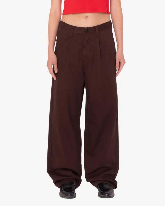 BOTTOMS Women OBEY Clothing RUTH PLEATED PANT Java Brown
