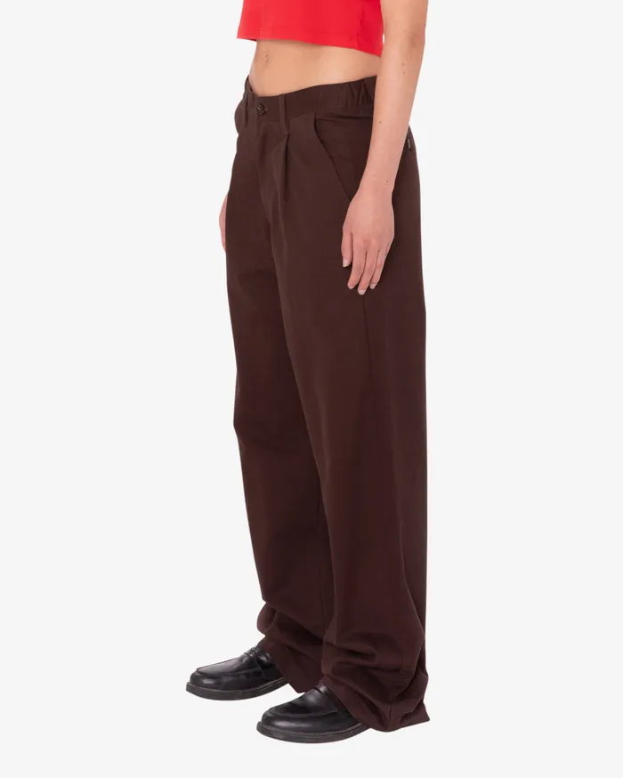 BOTTOMS Women OBEY Clothing RUTH PLEATED PANT Java Brown