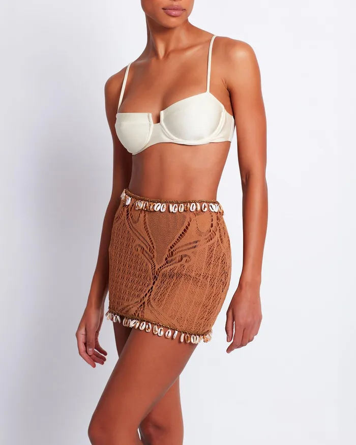 Bottoms Women PatBO Beaded Seashell Mini Skirt FINAL SALE
