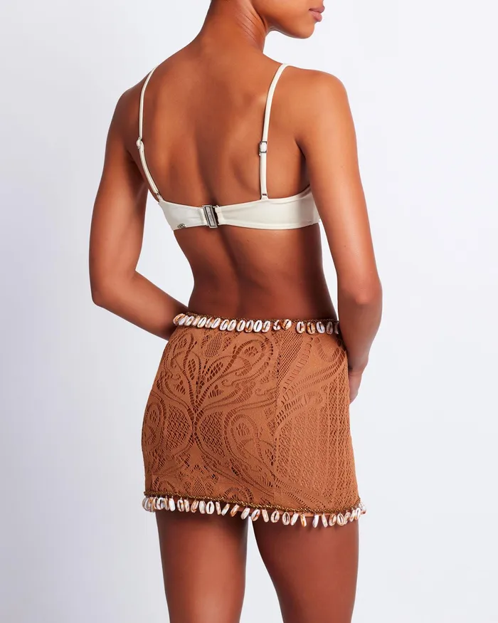 Bottoms Women PatBO Beaded Seashell Mini Skirt FINAL SALE