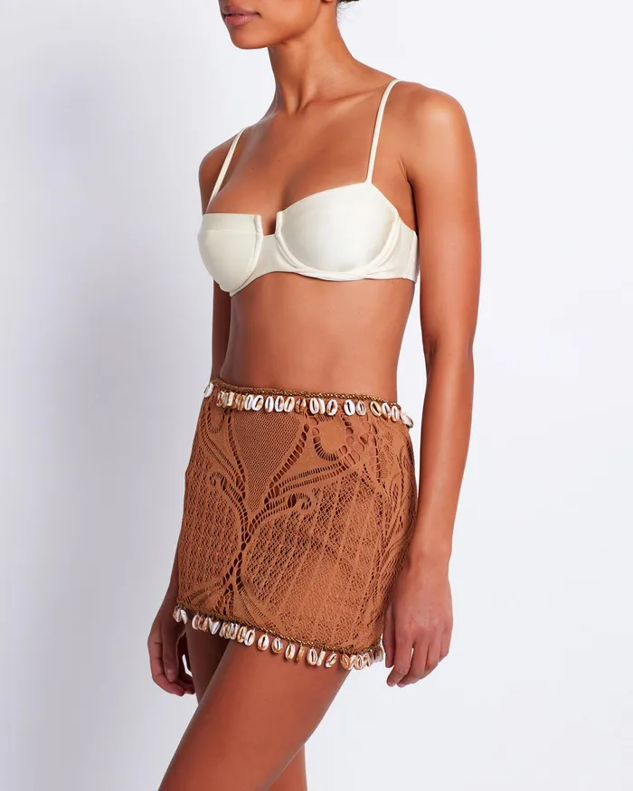 Bottoms Women PatBO Beaded Seashell Mini Skirt FINAL SALE