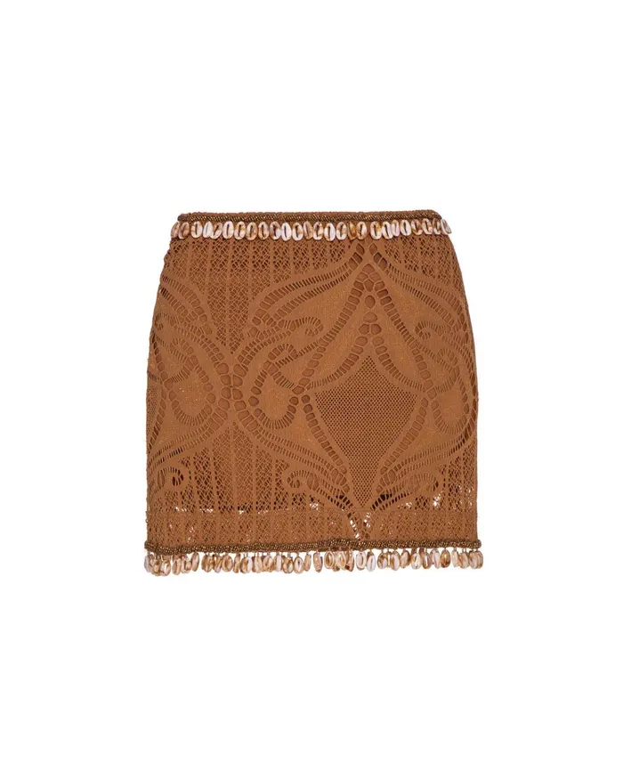 Bottoms Women PatBO Beaded Seashell Mini Skirt FINAL SALE