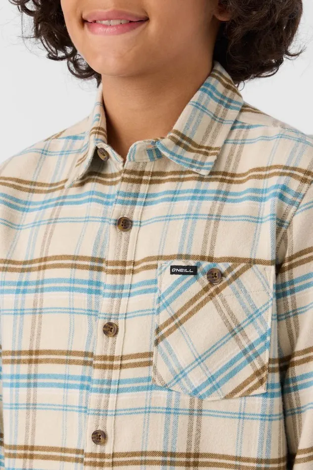 BOY039S REDMOND PLAID LONG SLEEVE SHIRT Lt Khaki Kids O039NEILL Boy039S Clothing
