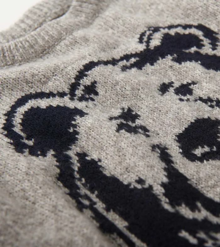 Boys Charcoal Bear Crew Neck Sweater Hatley