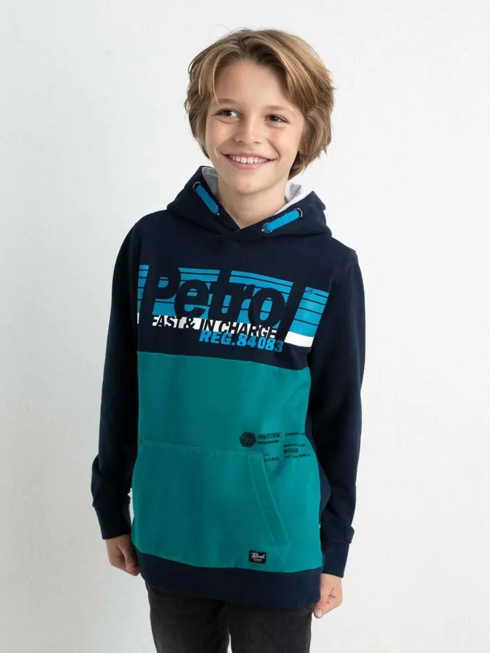 Boys Knits and Sweats Petrol Industries Colourblock Hoodie Midnight Navy