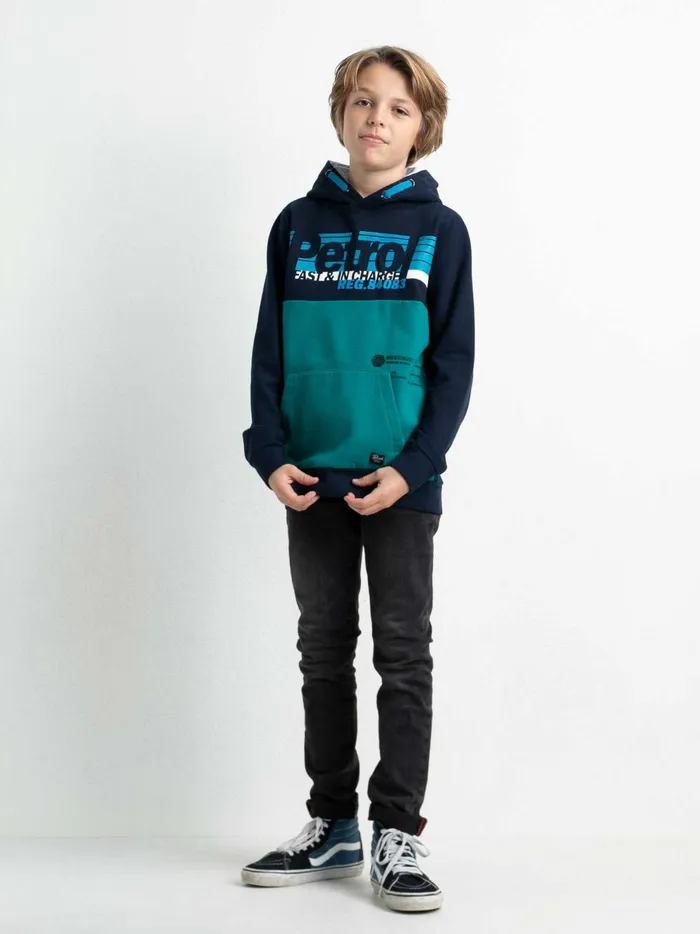Boys Knits and Sweats Petrol Industries Colourblock Hoodie Midnight Navy