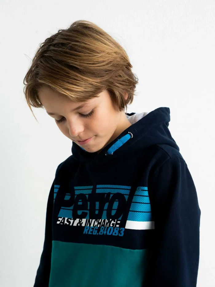 Boys Knits and Sweats Petrol Industries Colourblock Hoodie Midnight Navy