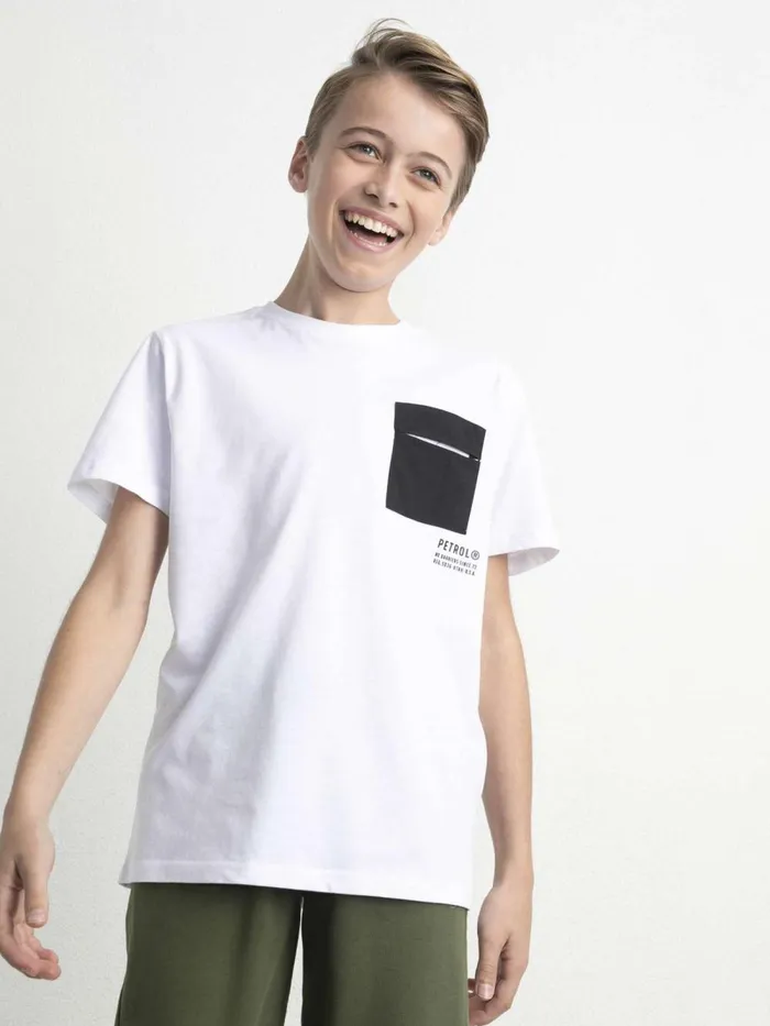 Boys TShirts Petrol Industries Pocket TShirt Bright White