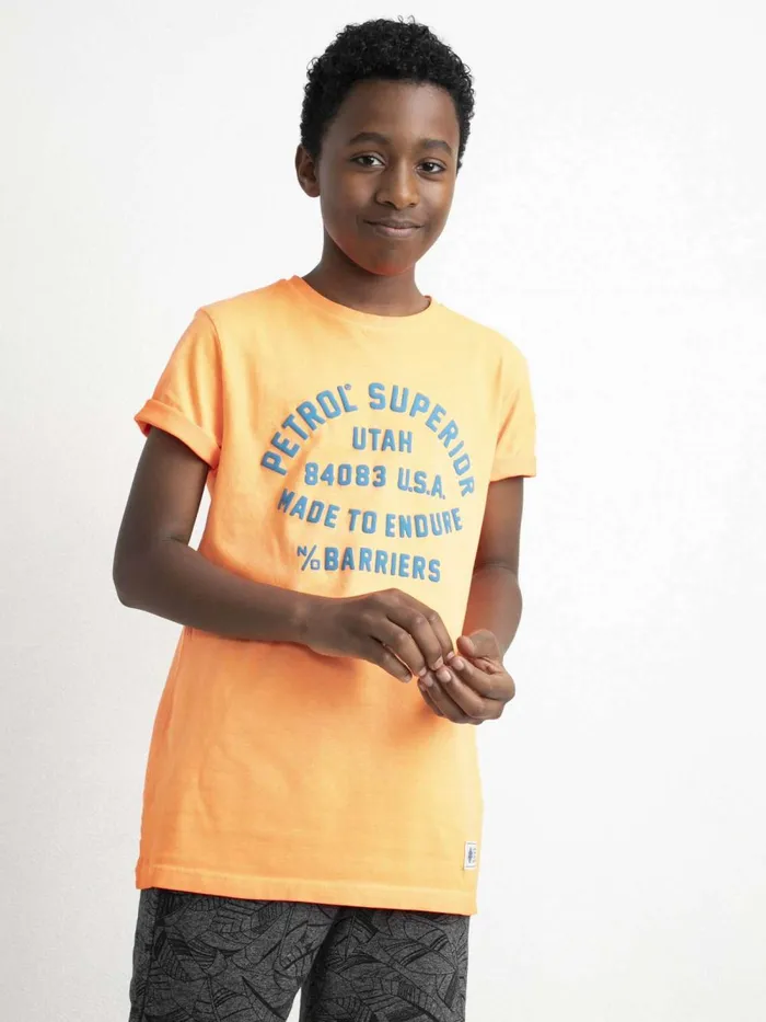 Boys TShirts Petrol Industries Summery TShirt Shocking Orange