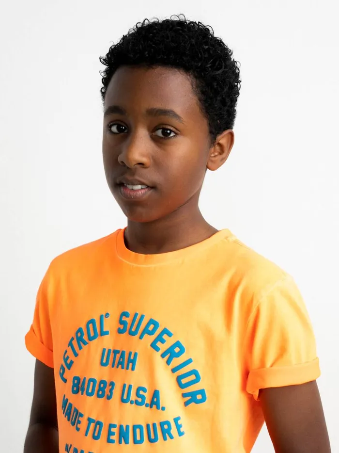 Boys TShirts Petrol Industries Summery TShirt Shocking Orange