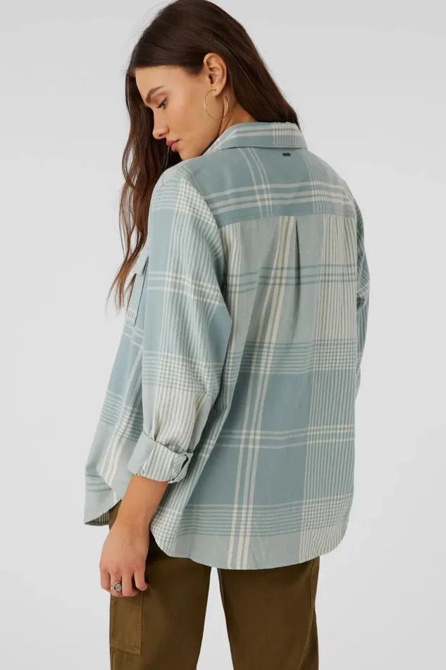 BROOKS FLANNEL OVERSIZED FIT SHIRT Silver Blue Women O039NEILL Clothing