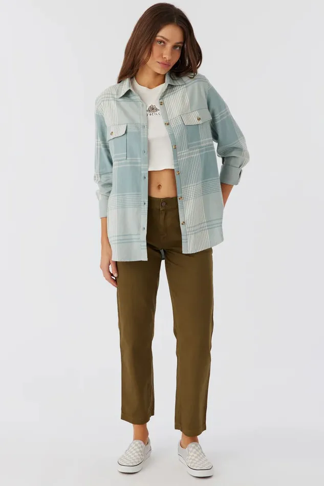 BROOKS FLANNEL OVERSIZED FIT SHIRT Silver Blue Women O039NEILL Clothing