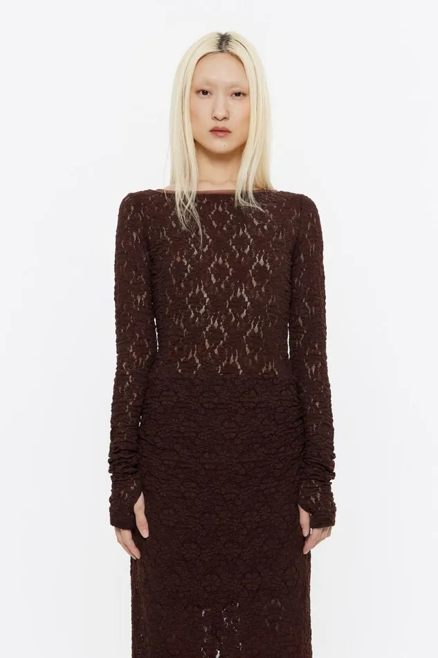Brown Jacquard Fitted Tshirt Brown Women Bimba Y Lola Party Brown Jacquard Fitted Tshirt Brown Women Bimba Y Lola Party