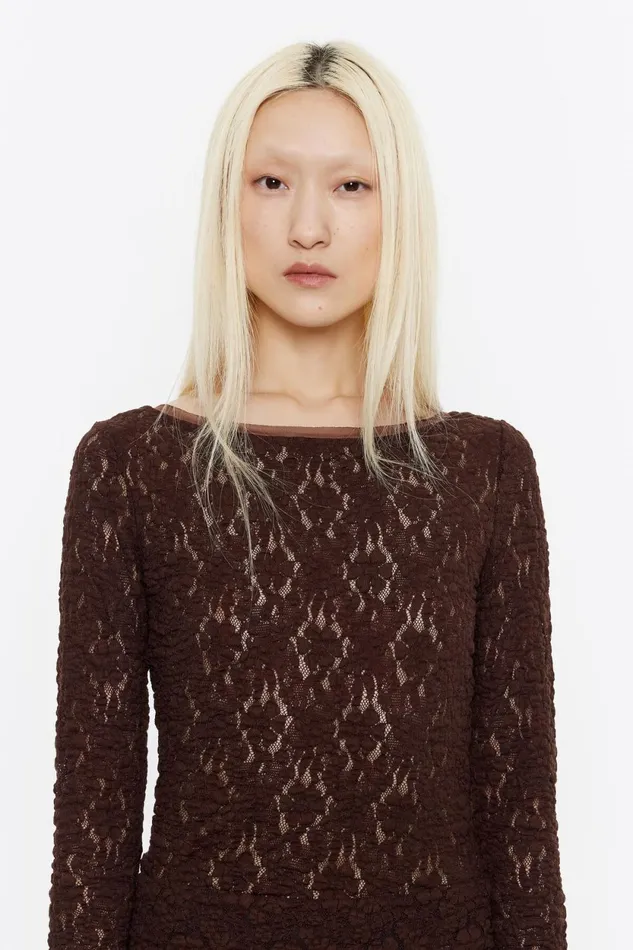 Brown Jacquard Fitted Tshirt Brown Women Bimba Y Lola Party Brown Jacquard Fitted Tshirt Brown Women Bimba Y Lola Party