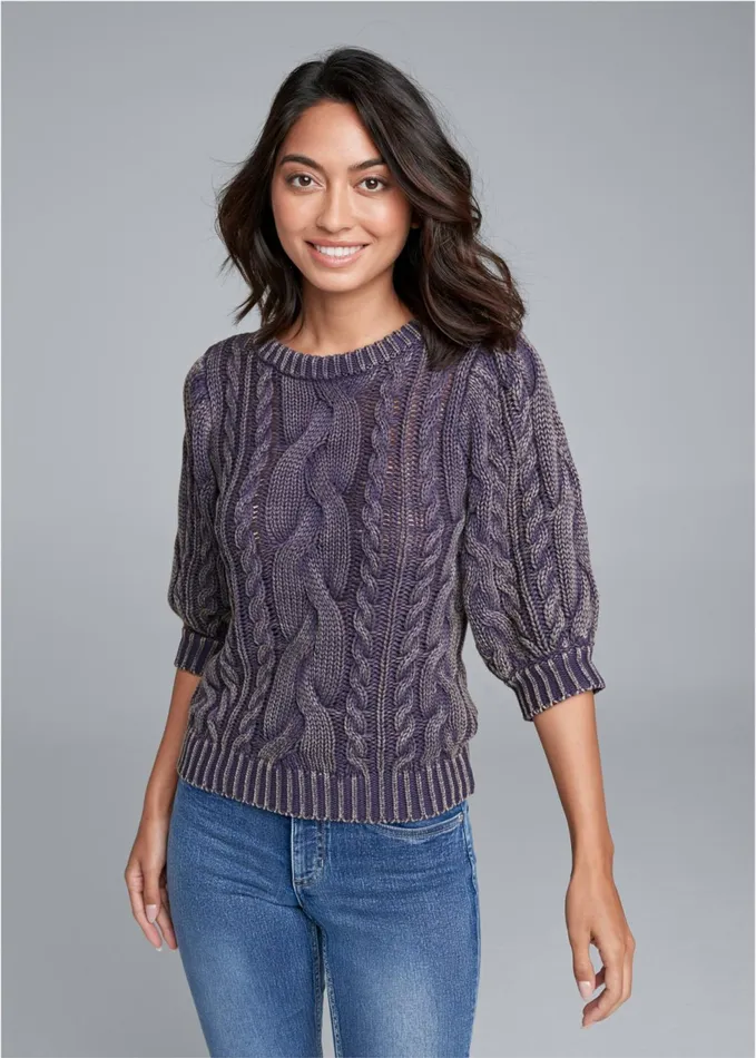 CABLE KNIT SWEATER Blue Women VENUS Pullover