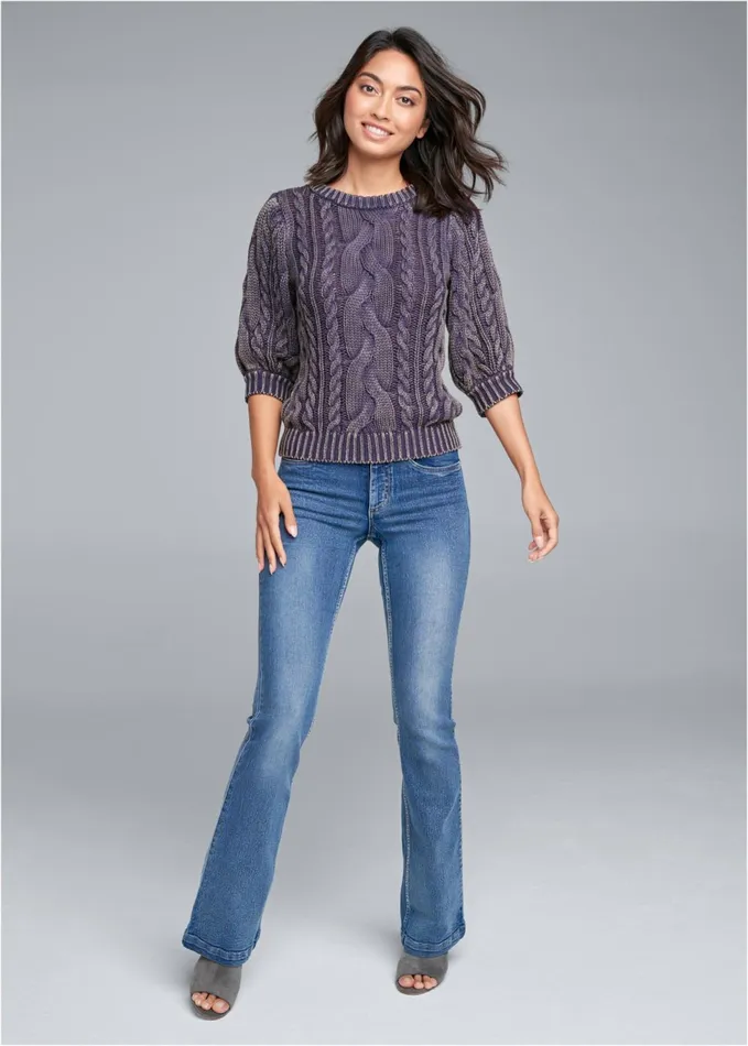 CABLE KNIT SWEATER Blue Women VENUS Pullover