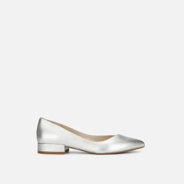 Camelia Metallic Leather Ballet Flat Platinum Women Kenneth Cole Flats