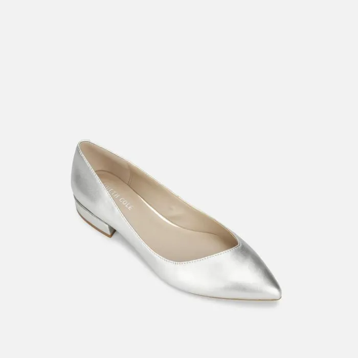 Camelia Metallic Leather Ballet Flat Platinum Women Kenneth Cole Flats