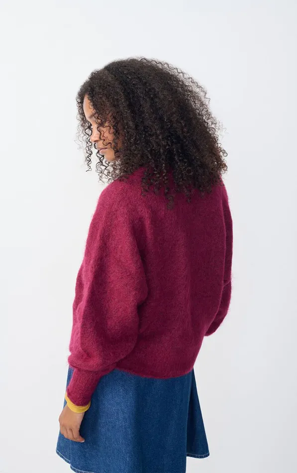 Cardigan Nuny Burgundy Melange Women American Vintage Jumpers and Cardigans Cardigan Nuny Burgundy Melange Women American Vintage Jumpers and Cardigans