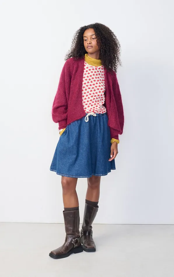 Cardigan Nuny Burgundy Melange Women American Vintage Jumpers and Cardigans Cardigan Nuny Burgundy Melange Women American Vintage Jumpers and Cardigans