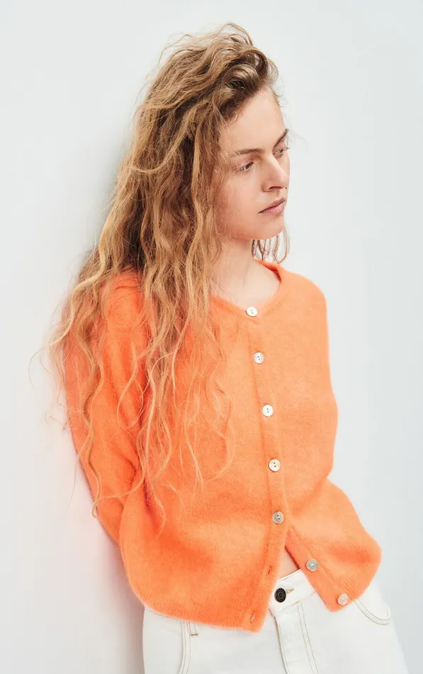 Cardigan Vitow Fluorescent Carrot Melange Women American Vintage Jumpers and Cardigans Cardigan Vitow Fluorescent Carrot Melange Women American Vintage Jumpers and Cardigans