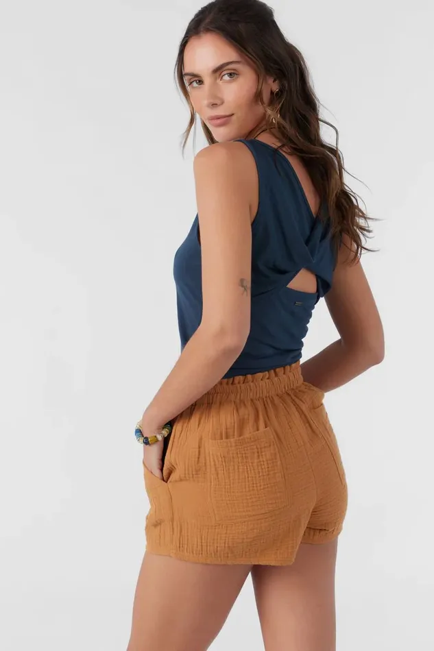 CARLA CRINKLE DOUBLE GAUZE BEACH SHORTS Brown Sugar Women O039NEILL Collections