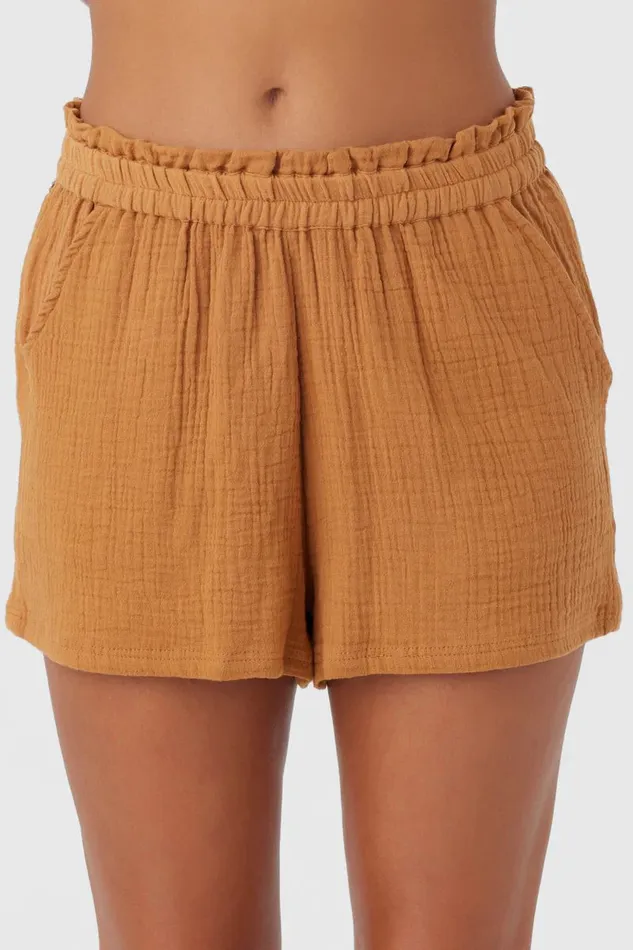 CARLA CRINKLE DOUBLE GAUZE BEACH SHORTS Brown Sugar Women O039NEILL Collections