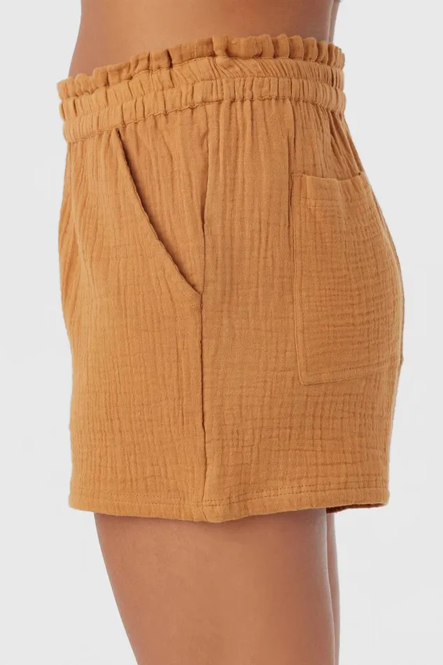 CARLA CRINKLE DOUBLE GAUZE BEACH SHORTS Brown Sugar Women O039NEILL Collections