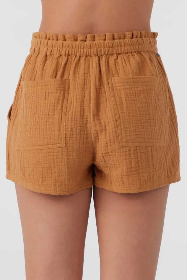 CARLA CRINKLE DOUBLE GAUZE BEACH SHORTS Brown Sugar Women O039NEILL Collections