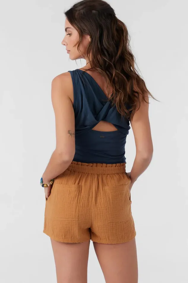 CARLA CRINKLE DOUBLE GAUZE BEACH SHORTS Brown Sugar Women O039NEILL Collections