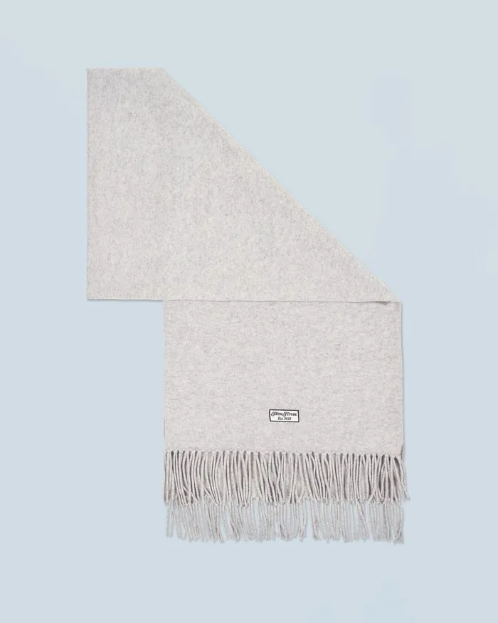 Cashmere Scarves and Collars From Future Fringed Scarf Light Heather Gray