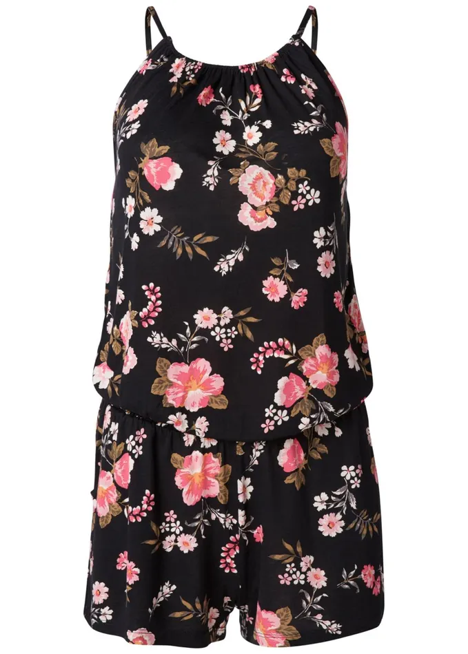 CASUAL FLORAL PRINT ROMPER Black Multi Women VENUS Casual Jumpsuits and Rompers